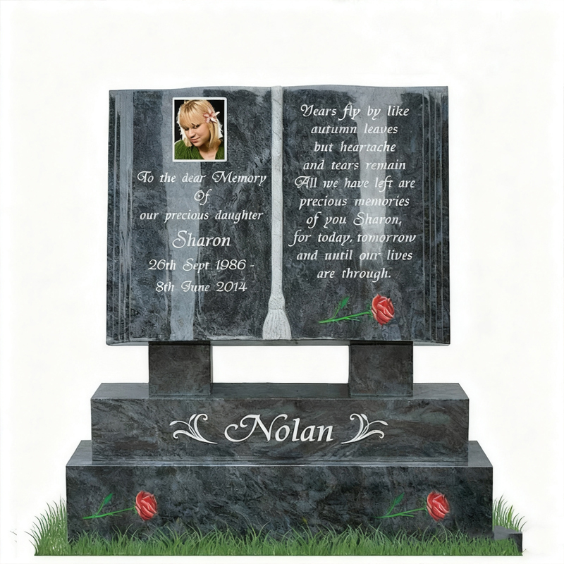 Granitni nadgrobni spomenik u obliku knjige