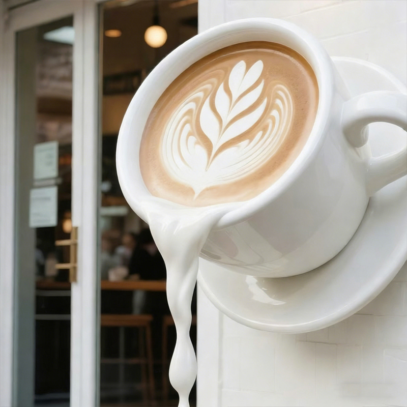 Dekorativna skulptura plutajuće šalice za kavu od fiberglasa