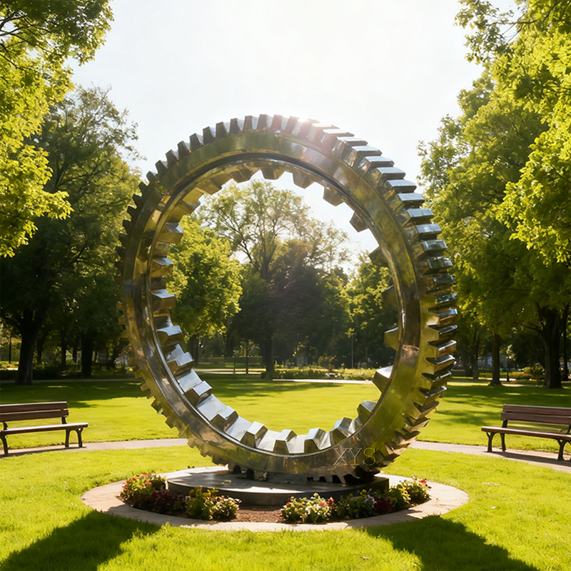 Wheel of Industry Skulptura zupčanika od nehrđajućeg čelika
